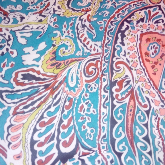 Turquoise blue paisley bell sleeve shift dress - Picture 5 of 8